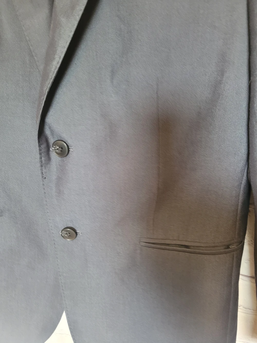 JF J. Ferrar Slim Navy Blue Size 40S End on End Blazer Sport Coat 2 Button